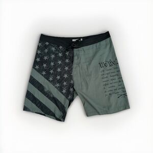Howitzer Size 42 Green Board Shorts Flag We The People Preamble Patriot